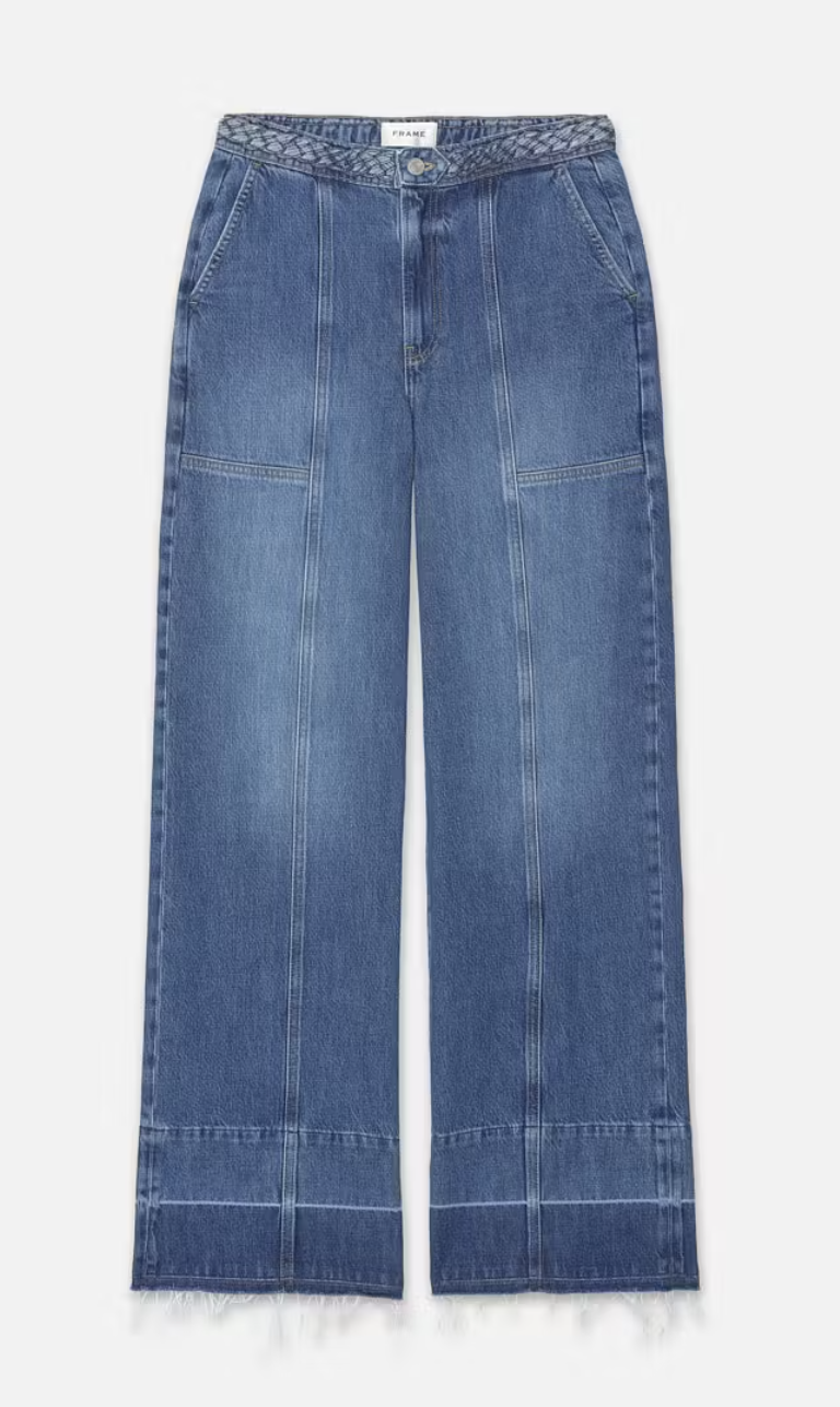 Frame Pixie Braided Waistband Wide Leg Jeans — UFO No More